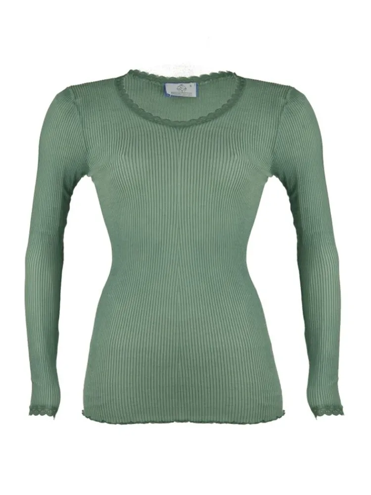 Shirt Mit Spitze|Wolle-Seide Shirts^Madiva Wolle-Seide Langarm Shirt BREEZE M/L gerippt uni von Ecofuture®