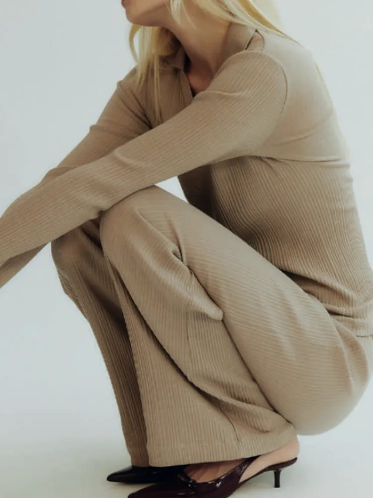 Wolle-Seide Shirts|Langarm^Oscalito Wolle-Seide Langarmshirt mit Polo-Kragen von naturweiss