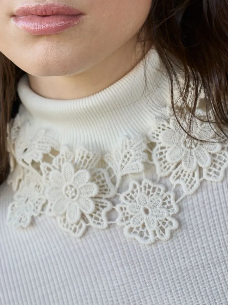 Shirt Mit Spitze|Wolle-Seide Shirts^Boglietti Wolle-Seide Rollkragenshirt BRIANNA weiss von in weiss