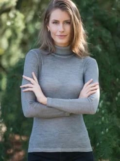 Wolle-Seide Shirts|Mit Rollkragen^Madiva Wolle-Seide Rollkragenshirt BRINA pflanzlich gefärbt von Ecofuture®