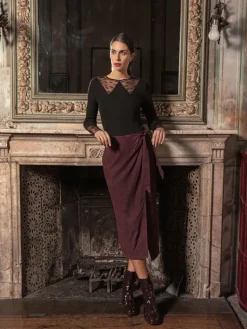 Wolle-Seide Tops|Tops Mit Spitze^Oscalito Wolle-Seide Shirt ALINA mit Spitze von schwarz