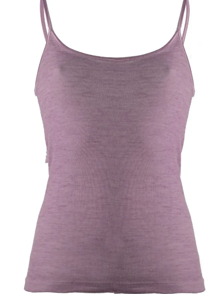 Wolle-Seide Tops|Spaghettiträger Tops^Madiva Wolle-Seide Spaghetti Top RUGIADA S/S Pflanzenfarbe uni Ecofuture®