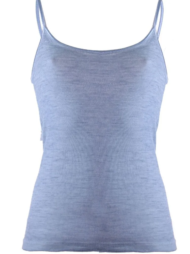 Wolle-Seide Tops|Spaghettiträger Tops^Madiva Wolle-Seide Spaghetti Top RUGIADA S/S glatt von Ecofuture®