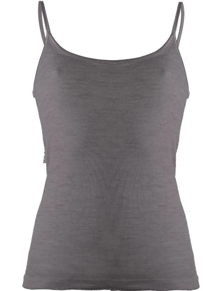 Wolle-Seide Tops|Spaghettiträger Tops^Madiva Wolle-Seide Spaghetti Top RUGIADA S/S glatt von Ecofuture®