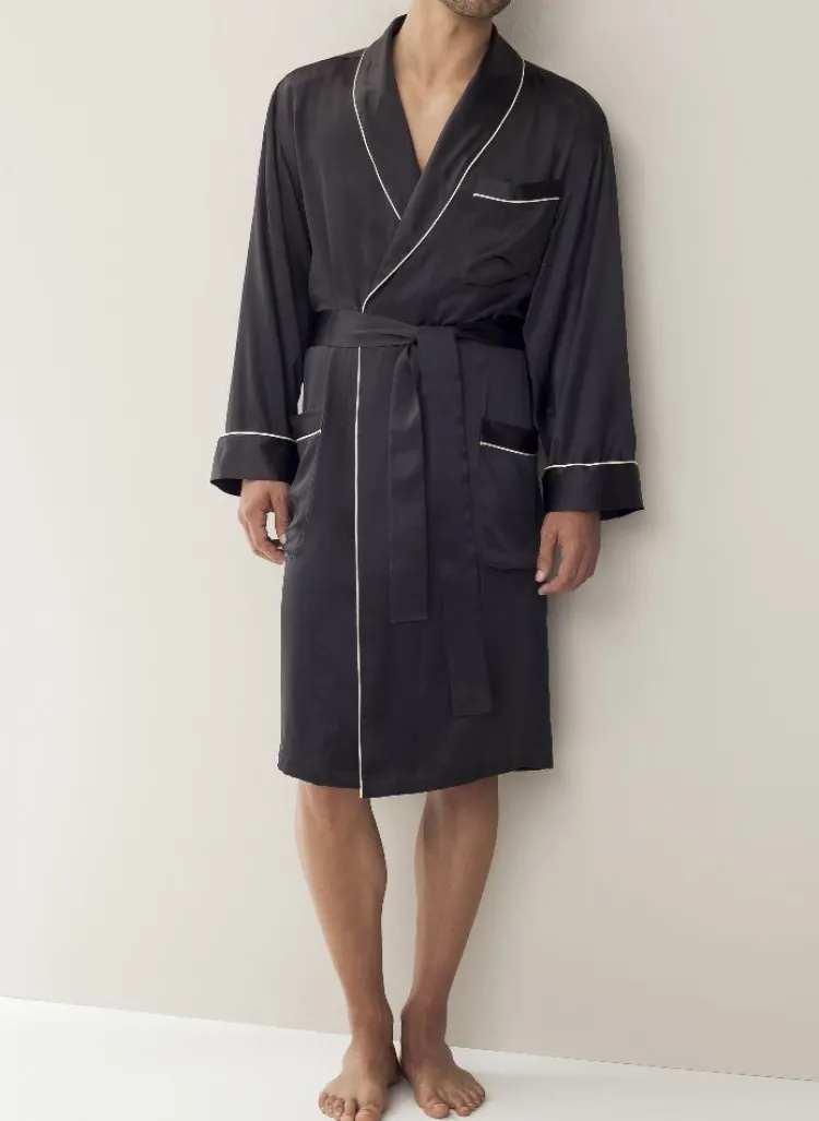Seide Morgenmäntel^Zimmerli 100% Seide Morgenmantel UNI Silk Nightwear